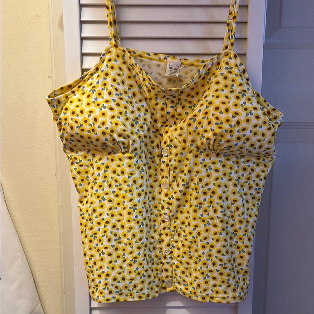 Derek Heart Yellow Tan Fitted Buttoned Camisole